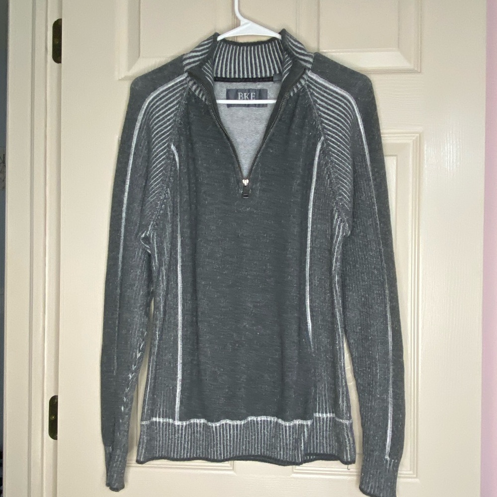 BKE Washed 1/4 Zip Buckle Plated Slim Fit Sz L